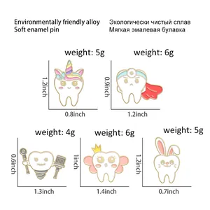 Detailed dimensions and weight specifications of cartoon enamel tooth lapel pins