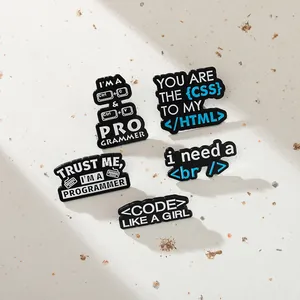 Funny Programmer Enamel Pins Alloy Coding Theme Brooch For Laptop Bag Denim Jacket Coding Geek Jewelry Gift Unisex Accessory
