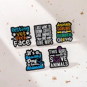 Lot de 5 épinglettes en émail pour vétérinaires avec motifs de protection animale