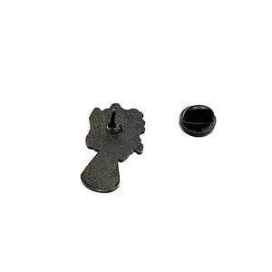 Creative floral vase brooch back view with black matte finish and pin backing