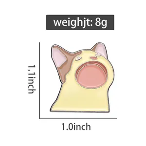 Détails de la broche chat en émail avec dimensions 1,1x1,0 pouces et poids de 8g