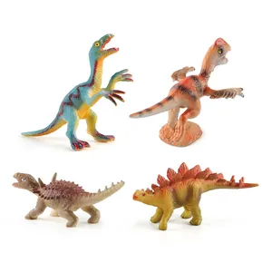 Set di 4 pezzi di dinosauri realistici con Stegosauro e Raptor con texture della pelle