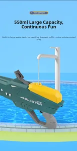 Λεπτομέρεια γεμίσματος δεξαμενής 550ml ενός νεροπίστολου καρχαρία με νερό από τη βρύση