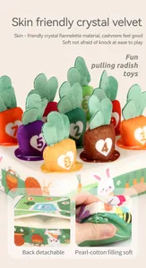 Detail of baby soft crystal velvet carrot toy with pearl cotton filling and numbered design