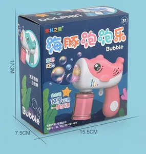 Emballage du pistolet à bulles dauphin rose avec 12 trous, lumières et dimensions