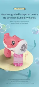 Détail du pistolet à bulles dauphin rose avec fonction anti-fuite et flacon inclus