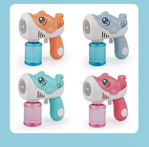 Quatre pistolets à bulles dauphins électriques en orange, bleu, vert et rose vif