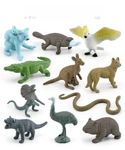 Set of 12 realistic Australian wildlife animal figurines with detailed textures on white background