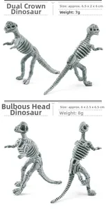 Detailed fossil texture of miniature Dilophosaurus and Pachycephalosaurus skeleton models