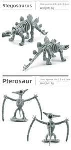 Detailed size and weight specs for miniature Stegosaurus and Pterosaur fossil skeletons