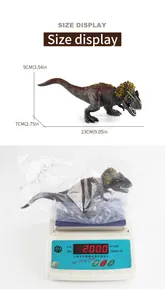 Vue détaillée des dimensions et du poids d'un jouet dinosaure Tyrannosaure réaliste