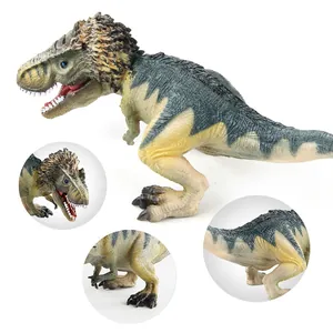 Modèle de dinosaure Tyrannosaurus Rex avec plumes et détails de peau sur fond blanc