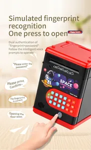 Hucha electrónica de espacio con teclado digital y sensor de huellas para niños