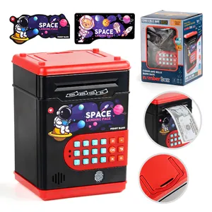 Alcancía Electrónica de Astronauta Espacial para Niños Cajero Automático con Contraseña y Huella Digital Desplazamiento de Billetes Regalo