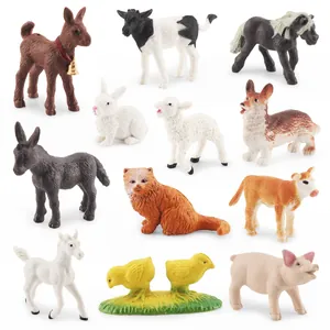 Realistic 12-piece farm animal figurine set including cow, horse, sheep and pig for kids
