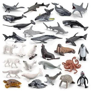Set de 30 figuras realistas de animales marinos y polares con texturas de PVC detalladas