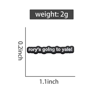 Detail van Rory's Going to Yale schoenbedel met afmetingen 1.1x0.2 inch en 2g