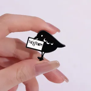 Bird Enamel Pin They Them Pronoun Metal Badge Alloy Animal Lapel Pin For Backpack Hat Clothes Gender Identity Jewelry Gift