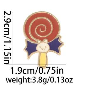 Détail de la broche sucette indiquant les dimensions 2,9x1,9 cm et le poids 3,8g
