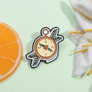 Vintage Compass Flower Enamel Brooch With Jeremiah 29-11 Biblical Verse Zinc Alloy Badge Pin For Travel Gift Unisex Jewelry