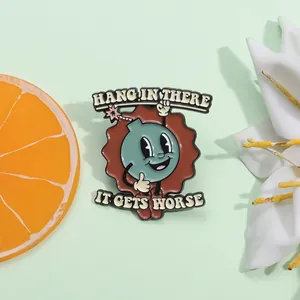 Funny Retro Cartoon Bomb Enamel Brooch Pin With Hang In There It Gets Worse Slogan Alloy Badge For Clothing Backpack Decor