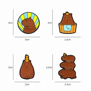 Χαριτωμένες καρφίτσες σμάλτου Capybara με σχέδια ζώων κινουμένων σχεδίων για τσάντες