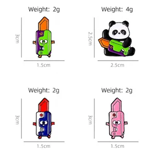 Cute panda and colorful utility knife enamel pins set for children's bags and clothes