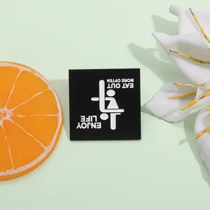 Square Alloy Enamel Pin Brooch Enjoy Life Eat Out More Often Black White Letter Humorous Badge Accessory For Bag Clothes