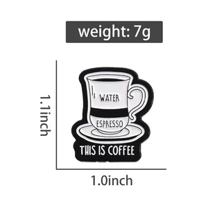 Tableau des tailles pour le pin's émaillé expresso noir et blanc avec hauteur 1,1 po