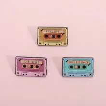 Retro Cassette Tape Zinc Alloy Enamel Brooch Personalized Slogan Chill Out Sad Vibes Lapel Pin For Backpack Hat Accessories Jewelry Gift