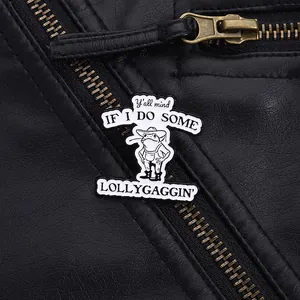 Lustige Cartoon Cowboy Frosch Emaille Pin Legierung Englisch Zitat Abzeichen Schwarz Weiß Tier Brosche Für Kleidung Taschen Schmuck