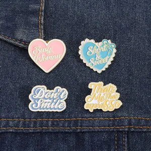 Creative Heart Letter Enamel Brooch Collection Short Sweet Busy Woman Espresso Alloy Badge For Clothing Backpack Decor