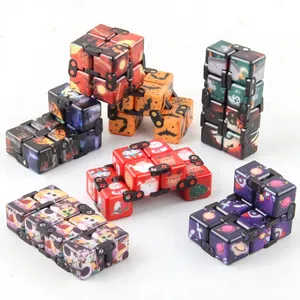 Variety of themed Infinity Cubes featuring Halloween and Christmas patterns for stress relief