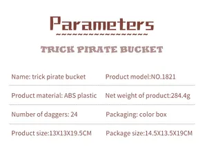 Spécifications détaillées du jouet tonneau pirate en plastique ABS avec 24 dagues