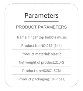 Specifiche del giocattolo bubble music in plastica con dimensioni di 8x8x1,5 cm