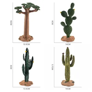 Lot de 4 modèles miniatures réalistes de baobab et cactus pour décor de désert