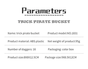 Paramètres détaillés du jouet baril de pirate en plastique ABS avec 16 petites épées