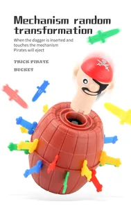 Action de jeu de tonneau pirate avec figurine sautante et dagues en plastique colorées