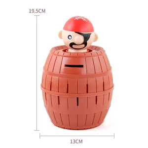Jeu de tonneau pirate classique pour enfants, dimensions 19,5cm de haut et 13cm de large