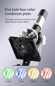 Disco condensador de cinco orificios con cuatro filtros de color para microscopios