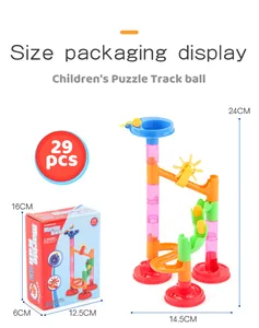 Set pista per biglie fai-da-te da 29 pezzi con altezza 24cm per il gioco creativo dei bimbi