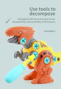 Detail view of T-Rex building blocks with screwdriver for DIY assembly and disassembly