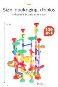Torre pista per biglie da 51cm con 109 blocchi colorati fai-da-te e binari stabili