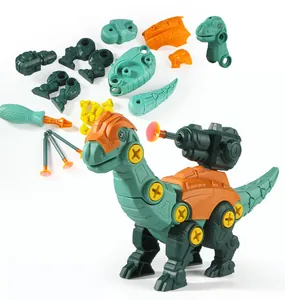 DIY dinosaur building blocks with screwdriver tools and projectile suction arrows