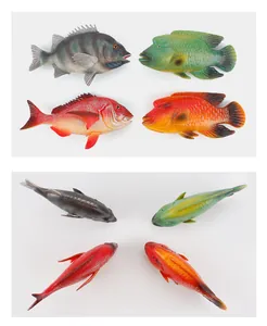 Detail view of 4 realistic sea fish models with textured scales and dual perspective