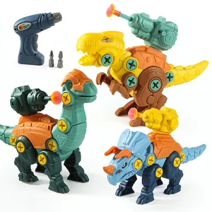 3-in-1 DIY take apart dinosaur toy set with electric drill for kids building play