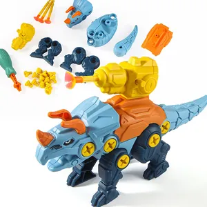 3-in-1 DIY take apart triceratops building block toy with electric screwdriver and screws