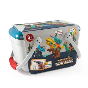 3-in-1 DIY dinosaur building toy set with electric screwdriver and storage case for kids