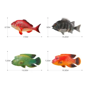 Set of four realistic subtropical marine fish models including snapper and tropical fish