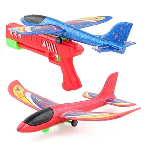 Lanceur d'Avion en Mousse EPP Jouet pour Enfants Lancement par un Bouton Planeur de Catapulte Jeu de Sport Intérieur Extérieur Cadeau Garçons Filles
